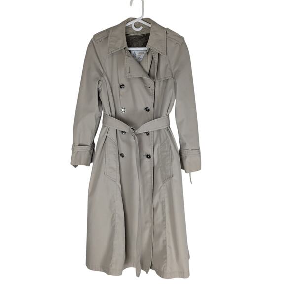 London Fog Khaki Double-Breasted Trench Coat All Weather Raincoat 10 Regular - Picture 1 of 13